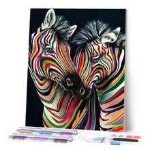 Afbeelding in Gallery-weergave laden, Diamond Painting - Een paar zebra's 40x50cm reeds ingelijst