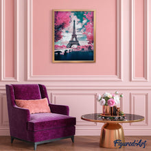 Afbeelding in Gallery-weergave laden, Diamond Painting - Eiffeltoren en bloemen steden, Diamond Painting Steden, Diamond Painting Romantiek, bloemen, romantiek