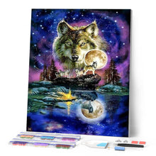Afbeelding in Gallery-weergave laden, Diamond Painting - Wolven en de maanhemel dieren, Diamond Painting Dieren, konijnen, wolven
