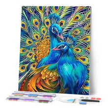 Afbeelding in Gallery-weergave laden, Diamond Painting - Een paar pauwen dieren, Diamond Painting Dieren, pauwen
