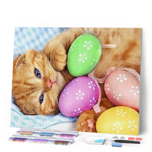 Afbeelding in Gallery-weergave laden, Diamond Painting - Kat en eieren dieren, katten, Diamond Painting Dieren