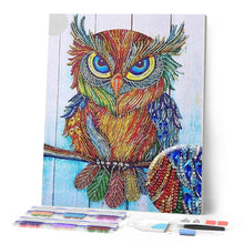 Afbeelding in Gallery-weergave laden, Diamond Painting - Uil en strass steentjes dieren, Diamond Painting Dieren, uilen