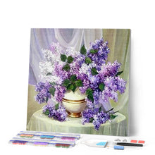 Afbeelding in Gallery-weergave laden, Diamond Painting - Vaas met paarse bloemen Diamond Painting Bloemen, bloemen
