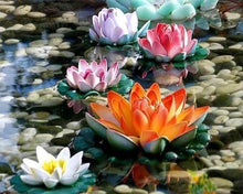 Afbeelding in Gallery-weergave laden, Diamond Painting - Waterlelies in Kleur Diamond Painting Bloemen, bloemen