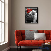 Afbeelding in Gallery-weergave laden, Diamond Painting - Hond en Roos dieren, Diamond Painting Dieren, Diamond Painting Bloemen, honden, bloemen