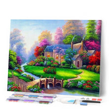 Afbeelding in Gallery-weergave laden, Diamond Painting - Villa met mooie tuin Diamond Painting Landschappen, landschappen