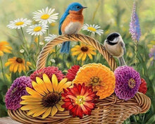 Afbeelding in Gallery-weergave laden, Diamond Painting - Bloemen en vogels op de mand dieren, Diamond Painting Dieren
