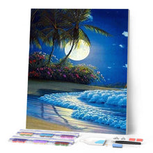 Afbeelding in Gallery-weergave laden, Diamond Painting - Volle maan aan het strand Diamond Painting Romantiek, romantiek