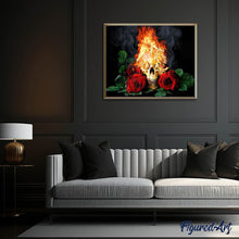 Afbeelding in Gallery-weergave laden, Diamond Painting - Vuurschedel en rozen Diamond Painting Bloemen, bloemen