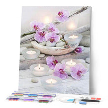Afbeelding in Gallery-weergave laden, Diamond Painting - Bloemen en kaarsen 40x50cm reeds ingelijst