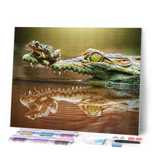 Afbeelding in Gallery-weergave laden, Diamond Painting - Kikker en krokodil dieren, Diamond Painting Dieren, kikkers