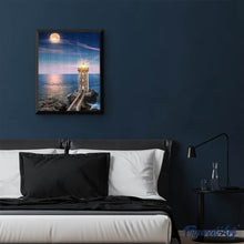 Afbeelding in Gallery-weergave laden, Diamond Painting - Vuurtoren en Volle Maan Diamond Painting Landschappen, landschappen