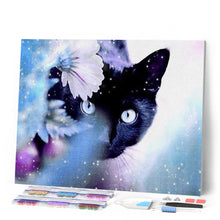 Afbeelding in Gallery-weergave laden, Diamond Painting - Kat en bloem dieren, katten, Diamond Painting Dieren
