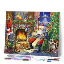 Afbeelding in Gallery-weergave laden, Diamond Painting - Sinterklaas bij de open haard Kerstmis, Diamond Painting Religie, religie