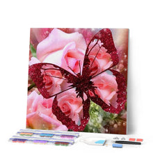 Afbeelding in Gallery-weergave laden, Diamond Painting - Vlinder en Roos dieren, vlinders, Diamond Painting Dieren, Diamond Painting Bloemen, bloemen