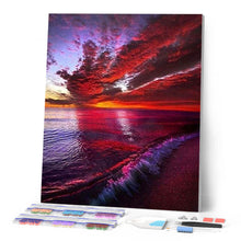 Afbeelding in Gallery-weergave laden, Diamond Painting - Golf en rode lucht Diamond Painting Landschappen, landschappen