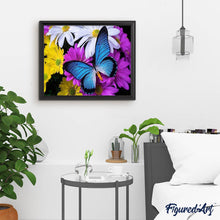 Afbeelding in Gallery-weergave laden, Diamond Painting - Blauwe vlinder en bloemen dieren, vlinders, Diamond Painting Dieren, bloemen