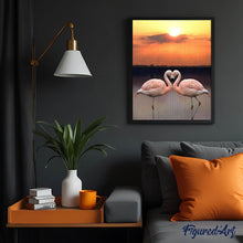 Afbeelding in Gallery-weergave laden, Diamond Painting - Verliefde flamingo's dieren, Diamond Painting Dieren, flamingo's