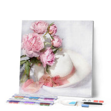 Afbeelding in Gallery-weergave laden, Diamond Painting - Witte hoed en bloemen Diamond Painting Bloemen, bloemen