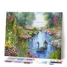 Afbeelding in Gallery-weergave laden, Diamond Painting - Zwarte Zwanen dieren, vogels, Diamond Painting Dieren, zwanen