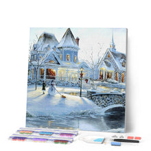 Afbeelding in Gallery-weergave laden, Diamond Painting - Besneeuwd huis Diamond Painting Landschappen, landschappen, winter