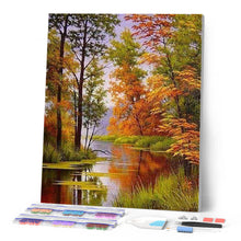 Afbeelding in Gallery-weergave laden, Diamond Painting - Meer in de herfst Diamond Painting Landschappen, landschappen