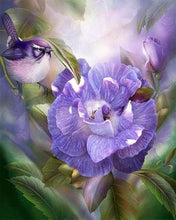 Afbeelding in Gallery-weergave laden, Diamond Painting - Paarse bloem en vogel dieren, vogels, Diamond Painting Dieren, Diamond Painting Bloemen, bloemen