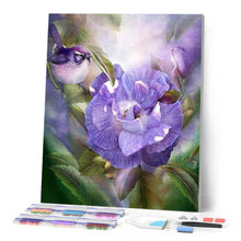 Afbeelding in Gallery-weergave laden, Diamond Painting - Paarse bloem en vogel dieren, vogels, Diamond Painting Dieren, Diamond Painting Bloemen, bloemen