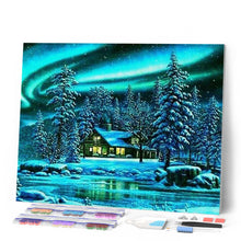 Afbeelding in Gallery-weergave laden, Diamond Painting - Pools noorderlicht Diamond Painting Landschappen, landschappen