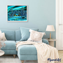 Afbeelding in Gallery-weergave laden, Diamond Painting - Pools noorderlicht Diamond Painting Landschappen, landschappen