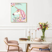 Afbeelding in Gallery-weergave laden, Diamond Painting - Eenhoorn Tekening 40x50cm reeds ingelijst
