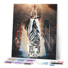 Afbeelding in Gallery-weergave laden, Diamond Painting - Kat reflectie in de stad dieren, katten, steden, Diamond Painting Dieren
