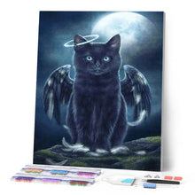 Afbeelding in Gallery-weergave laden, Diamond Painting - Zwarte kat engel dieren, katten, Diamond Painting Dieren