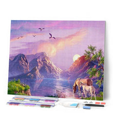 Afbeelding in Gallery-weergave laden, Diamond Painting - Paarden bij het meer dieren, Diamond Painting Dieren, paarden