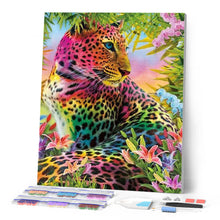 Afbeelding in Gallery-weergave laden, Diamond Painting - Kleurrijk Luipaard dieren, Diamond Painting Dieren, luipaarden