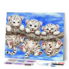 Afbeelding in Gallery-weergave laden, Diamond Painting - Baby tijgers ondeugend dieren, Diamond Painting Dieren, tijgers