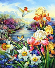 Afbeelding in Gallery-weergave laden, Diamond Painting - Kolibrie in de buurt van de rivier dieren, Diamond Painting Dieren, Diamond Painting Bloemen, bloemen