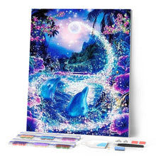 Afbeelding in Gallery-weergave laden, Diamond Painting - Dolfijnen en betoverende rivier dieren, Diamond Painting Dieren, Diamond Painting Landschappen, dolfijnen, landschappen