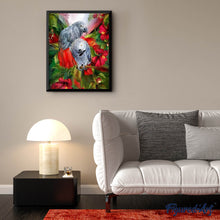 Afbeelding in Gallery-weergave laden, Diamond Painting - Rode en grijze papegaaien dieren, vogels, Diamond Painting Dieren, papegaaien