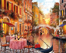 Afbeelding in Gallery-weergave laden, Diamond Painting - Tafel bij het kanaal steden, Diamond Painting Steden
