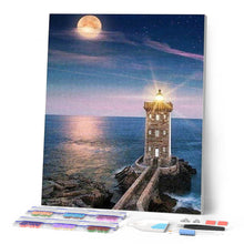 Afbeelding in Gallery-weergave laden, Diamond Painting - Vuurtoren Nacht Diamond Painting Landschappen, landschappen