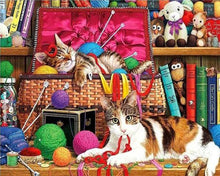 Afbeelding in Gallery-weergave laden, Diamond Painting - Katten aan het spelen dieren, katten, Diamond Painting Dieren