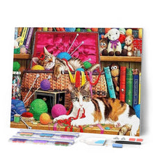 Afbeelding in Gallery-weergave laden, Diamond Painting - Katten aan het spelen dieren, katten, Diamond Painting Dieren