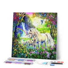 Afbeelding in Gallery-weergave laden, Diamond Painting - Eenhoorns in een bloemenveld dieren, Diamond Painting Dieren, eenhoorns