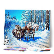 Afbeelding in Gallery-weergave laden, Diamond Painting - Slee in de sneeuw dieren, Diamond Painting Dieren, winter