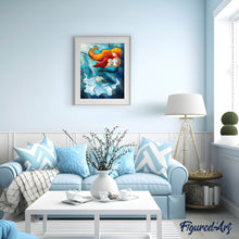 Afbeelding in Gallery-weergave laden, Diamond Painting - Gebrandschilderd glas kleine zeemeermin Diamond Painting Romantiek, romantiek
