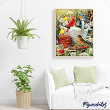 Afbeelding in Gallery-weergave laden, Diamond Painting - Vogels in de tuin dieren, vogels, Diamond Painting Dieren, Diamond Painting Bloemen, bloemen