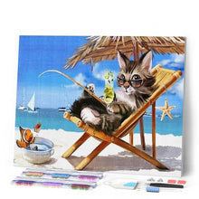 Afbeelding in Gallery-weergave laden, Diamond Painting - Kat ontspannende zomertijd dieren, katten, Diamond Painting Dieren