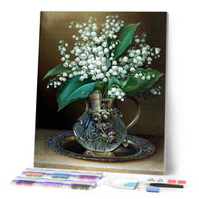 Afbeelding in Gallery-weergave laden, Diamond Painting - Vaas met lelietje-van-dalen bloemen Diamond Painting Bloemen, bloemen