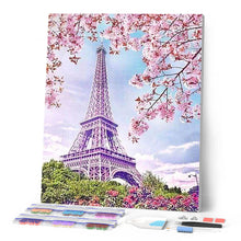 Afbeelding in Gallery-weergave laden, Diamond Painting - Eiffeltoren in de lente steden, Diamond Painting Steden, Diamond Painting Romantiek, romantiek